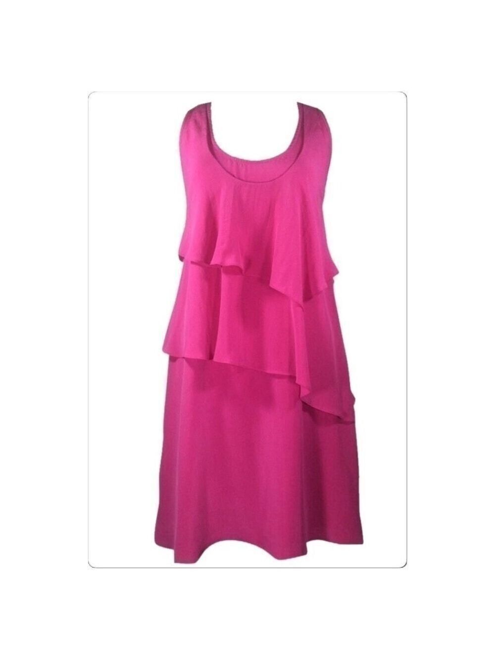 JONESY Asymmetrical Ruffle Tiered Silk Dress size XS